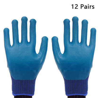CHUANGSHI 12 Pairs Latex Safety Gloves Non-Slip Breathable Gloves for Industrial Work