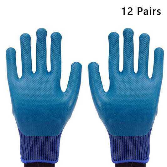 CHUANGSHI 12 Pairs Latex Safety Gloves Non-Slip Breathable Gloves for Industrial Work