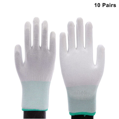 10 Pairs / Bag PU+Nylon Gloves Breathable Labor Protection Gloves, Size M