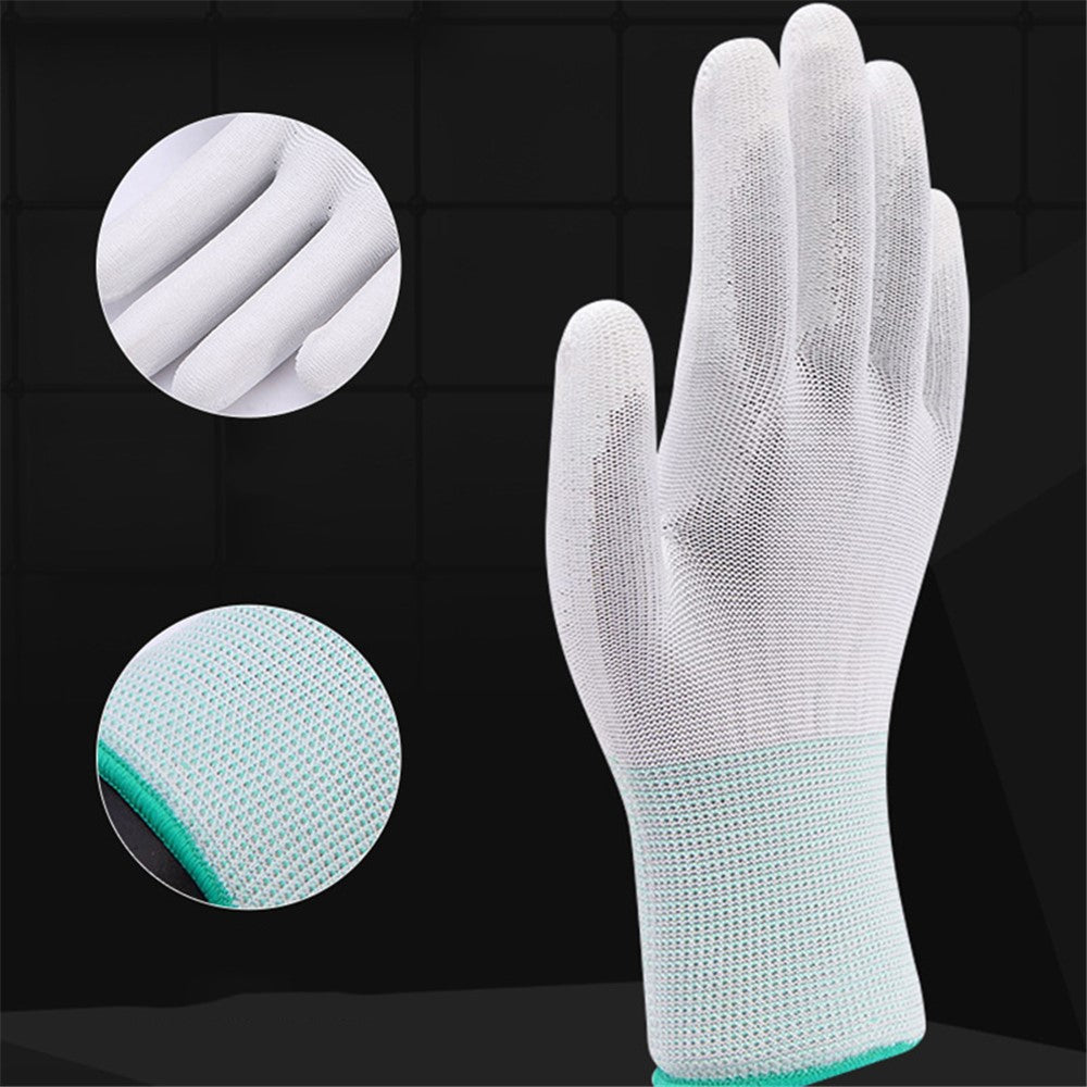 10 Pairs / Bag PU+Nylon Gloves Breathable Labor Protection Gloves, Size M