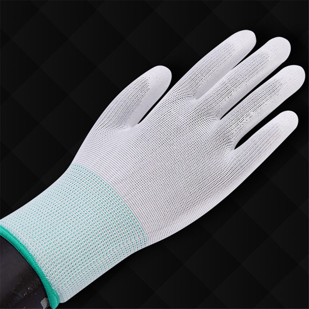 10 Pairs / Bag PU+Nylon Gloves Breathable Labor Protection Gloves, Size M