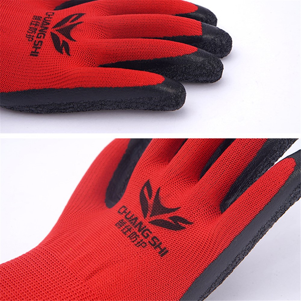 CHUANGSHI 12 Pairs Latex+Nylon Gloves Anti-skid Hand Protection Gloves