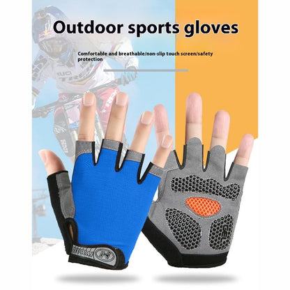 One Pair Half-Finger Gloves Mountain Bike Motorcycle Riding Off-Road Gloves