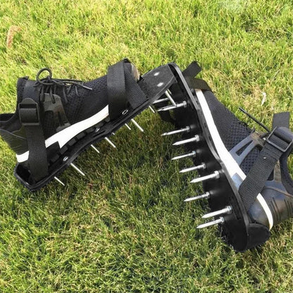 1 Pair Lawn Aerator Spikes Shoes Adjustable Straps Garden Lawn Soil Loosening Shoes