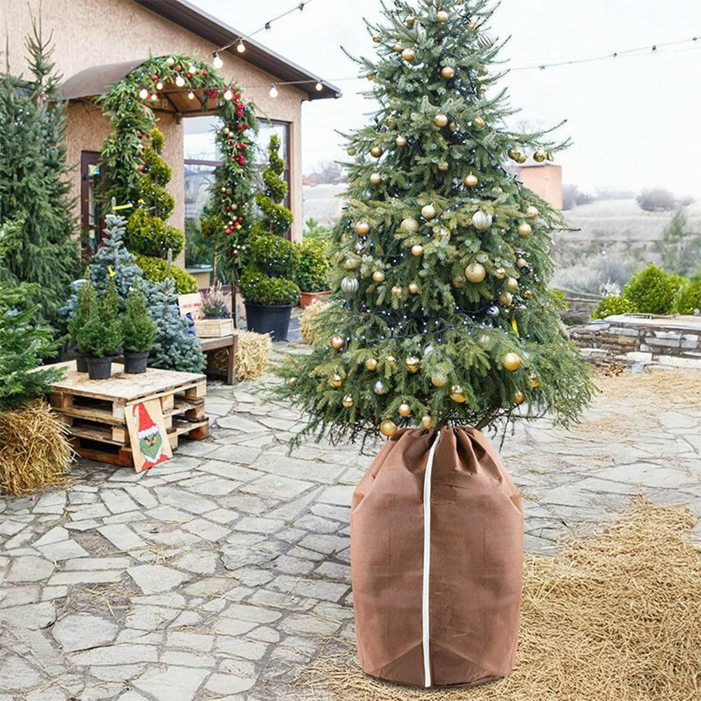Plant Pot Cover Winter Protection Bag Frost Guard Cover with Zipper Drawstring, 40x40cm