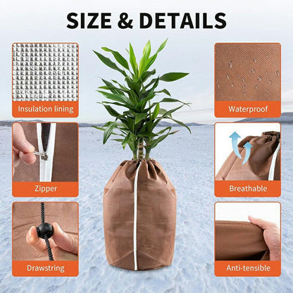 45x70cm Winter Plant Pot Protection Bag with Drawstring and Zipper Anti-Frost Plant Cover