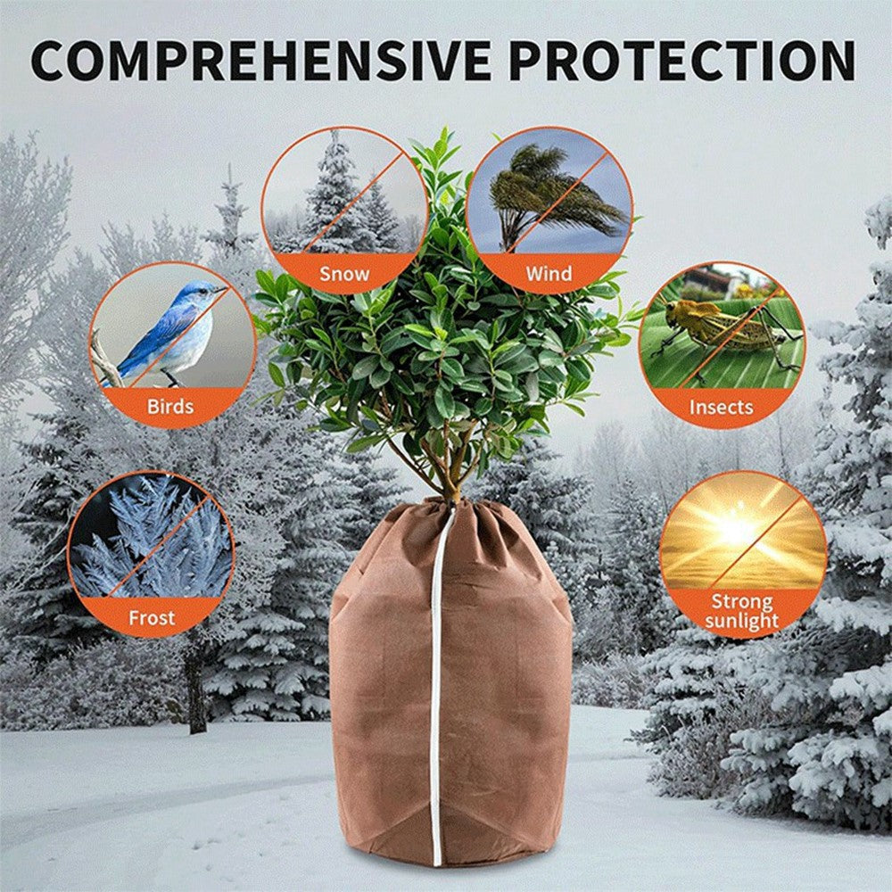 65x70cm Winter Plant Pot Protection Bag with Drawstring and Zipper Anti-Frost Plant Cover