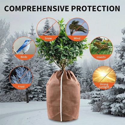 65x70cm Winter Plant Pot Protection Bag with Drawstring and Zipper Anti-Frost Plant Cover