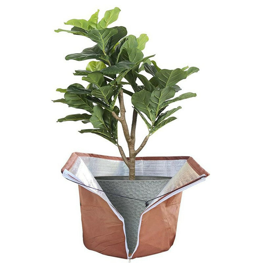 65x70cm Winter Plant Pot Protection Bag with Drawstring and Zipper Anti-Frost Plant Cover