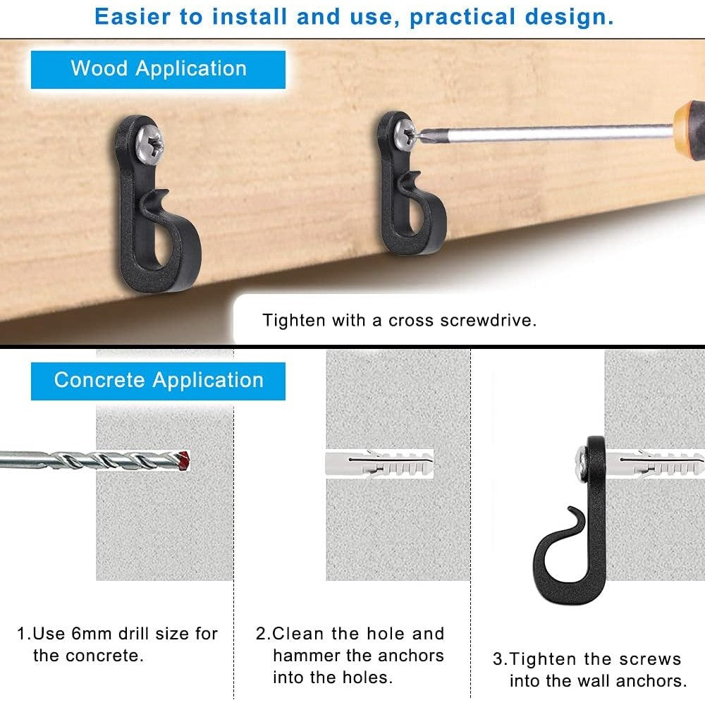 20-Pack Outdoor Hanging Plant Hooks for String Lights - Heavy-Duty Screw-In Expansion Anchors