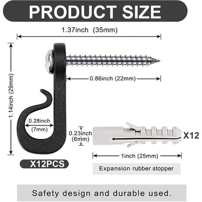 20-Pack Outdoor Hanging Plant Hooks for String Lights - Heavy-Duty Screw-In Expansion Anchors