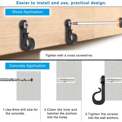 40Pcs Q-Hanger Screw Hooks ABS+Stainless Steel Outdoor Hangers for Hanging String Lights