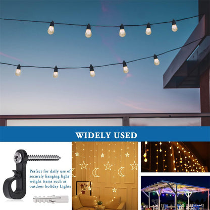 40Pcs Q-Hanger Screw Hooks ABS+Stainless Steel Outdoor Hangers for Hanging String Lights