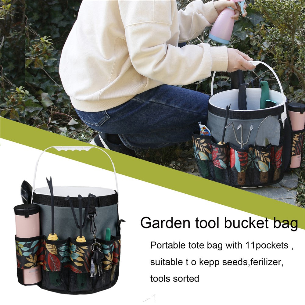 829807 600D Oxford Cloth Garden Tool Storage Bag 10 Pockets Gardening Tools Bucket Bag