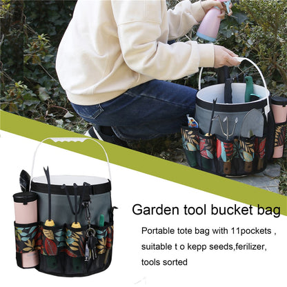 829807 600D Oxford Cloth Garden Tool Storage Bag 10 Pockets Gardening Tools Bucket Bag