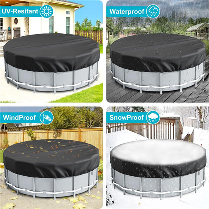 12FT Round Swimming Pool Cover 210D Oxford Cloth Solar Cover for Above Ground Pools