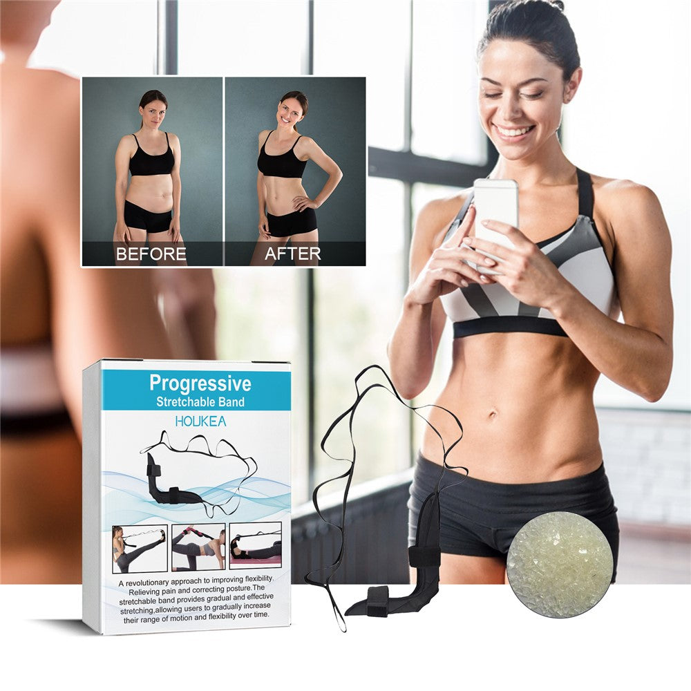HOUKEA HKB08-A007-1-WH1 Progressive Stretchable Belt Body Shaping Yoga Stretching Ankle Tension Rope