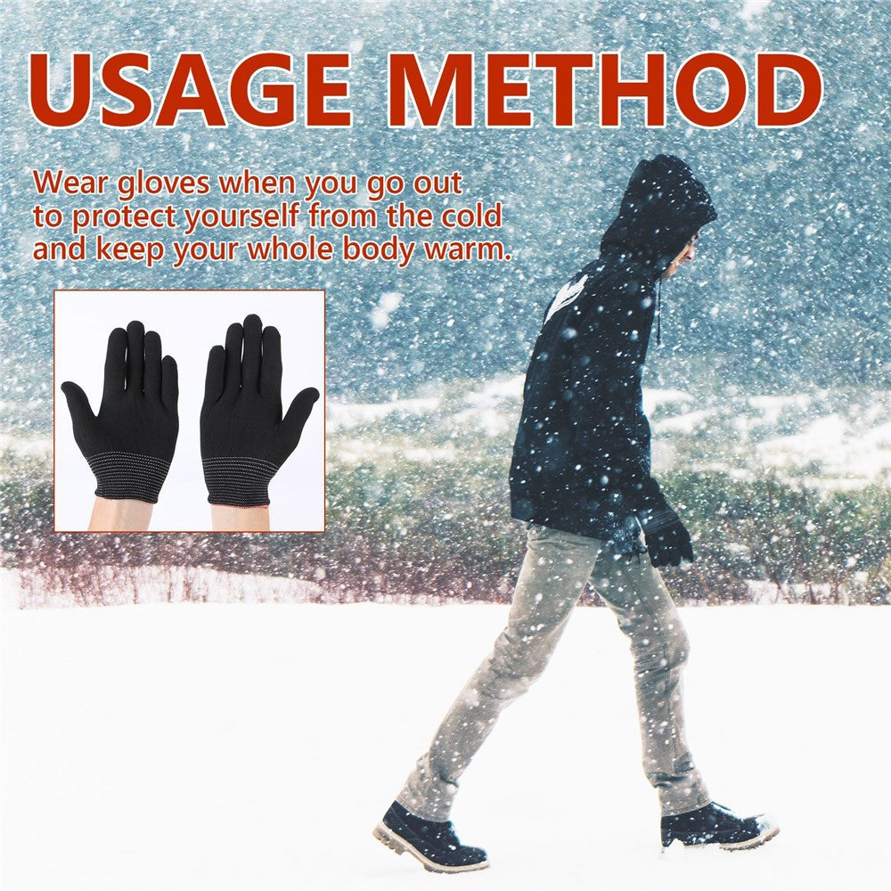 HOUKEA HKA06-A021-2-BK2 1 Pair Nylon Gloves Winter Outdoor Sports Skiing Touch Screen Hand Warm Gloves