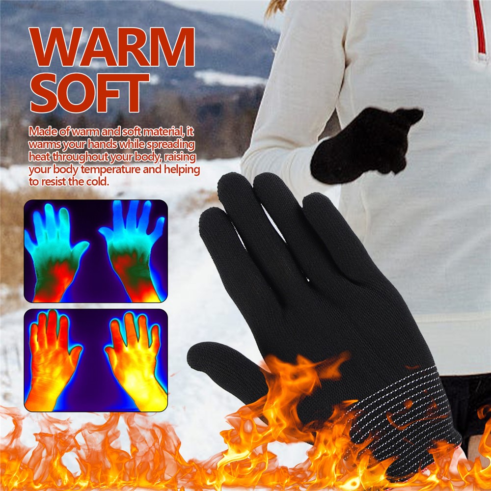 HOUKEA HKA06-A021-2-BK2 1 Pair Nylon Gloves Winter Outdoor Sports Skiing Touch Screen Hand Warm Gloves