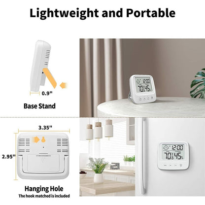 E0828 Smile Face Digital Alarm Clock Multi-Function Household Thermometer Hygrometer (No Backlit)