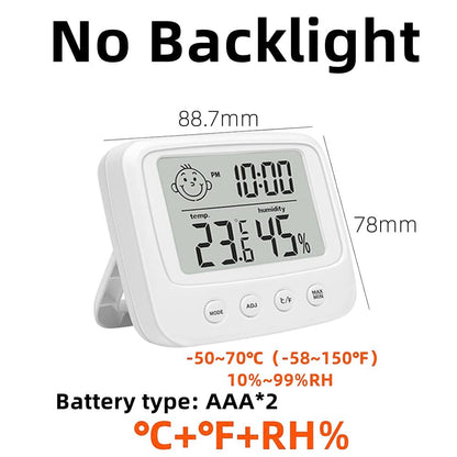 E0828 Smile Face Digital Alarm Clock Multi-Function Household Thermometer Hygrometer (No Backlit)