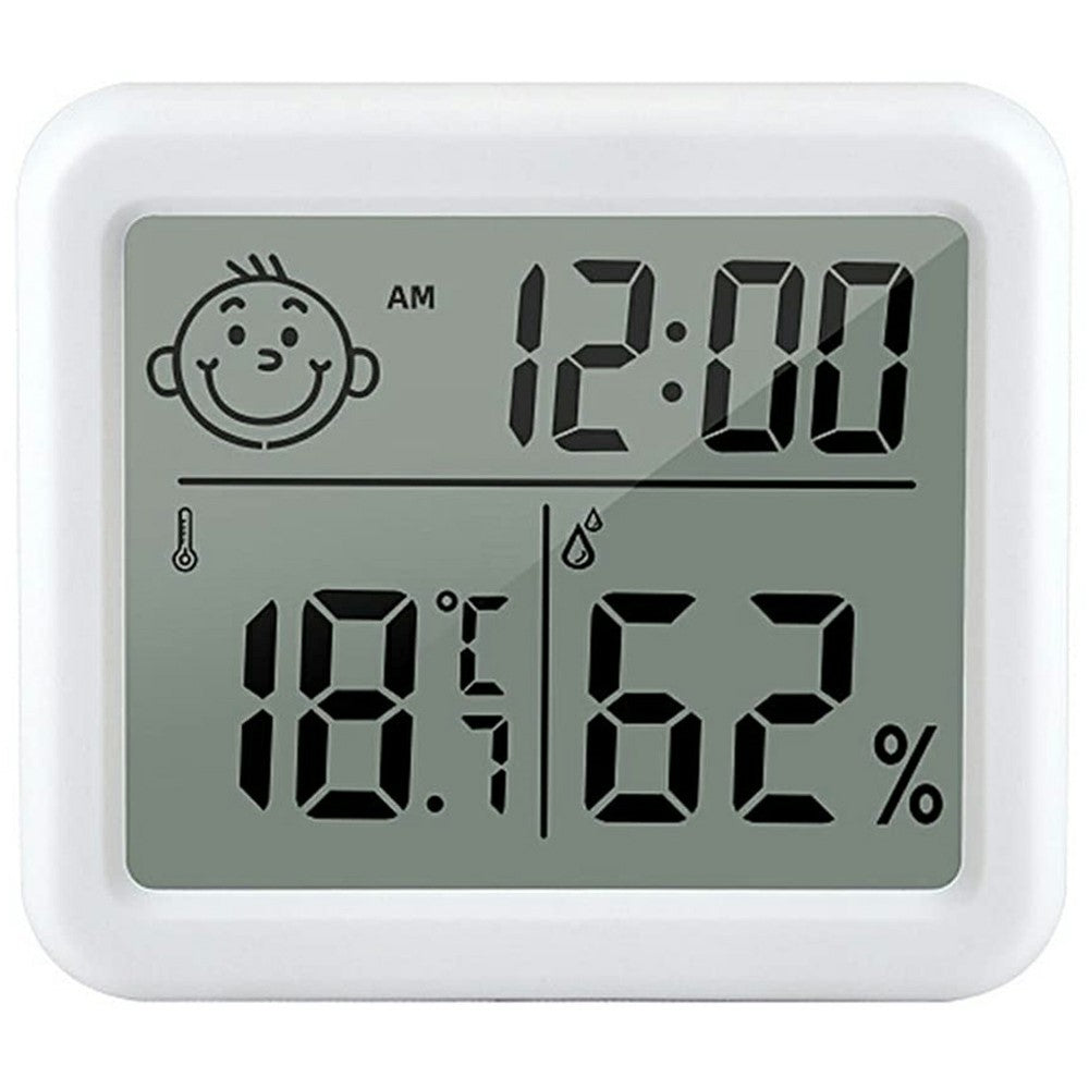 0.8cm Ultra Slim Digital Thermometer Smile Face LCD Display Hygrometer for Home Office
