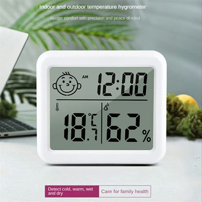 0.8cm Ultra Slim Digital Thermometer Smile Face LCD Display Hygrometer for Home Office