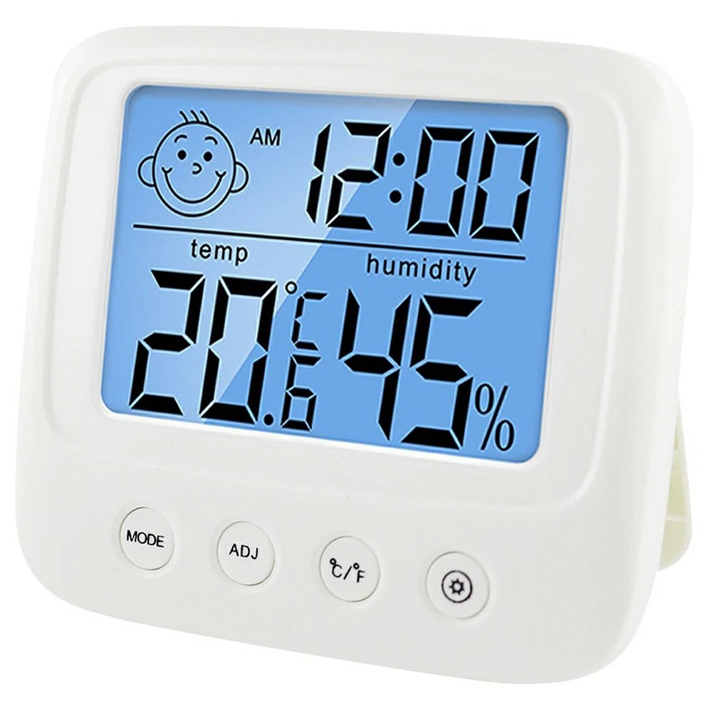 E0828S Smile Face Digital Alarm Clock Multi-Function Household Thermometer Hygrometer (With Backlit)
