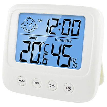 E0828S Smile Face Digital Alarm Clock Multi-Function Household Thermometer Hygrometer (With Backlit)