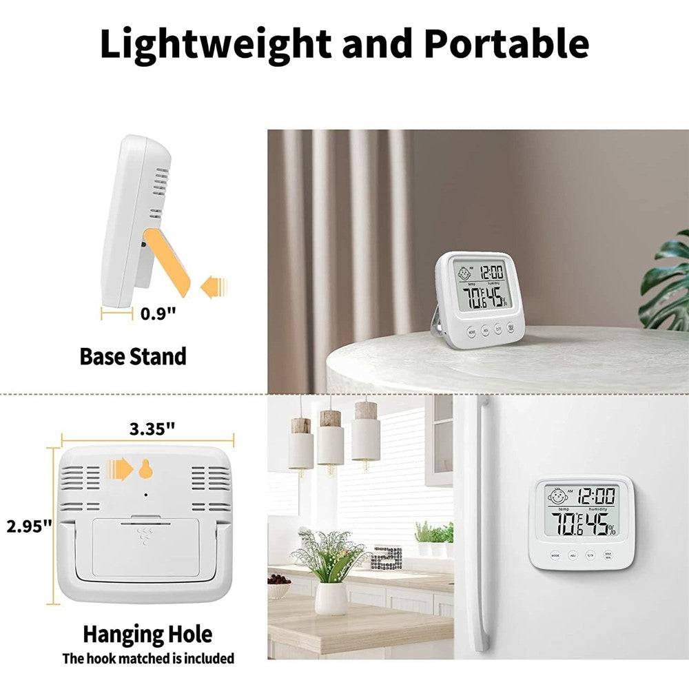 E0828S Smile Face Digital Alarm Clock Multi-Function Household Thermometer Hygrometer (With Backlit)