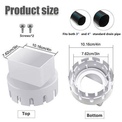 3x4 Inch Drain Pipe Draining Rain Gutter PVC Drain Connector Downspout Adapter