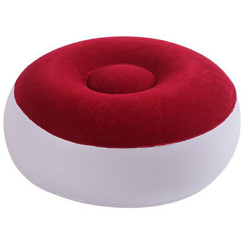 Portable Inflatable Stool Chair Thick Flocked Round Footrest Outdoor Travel Air Seat
