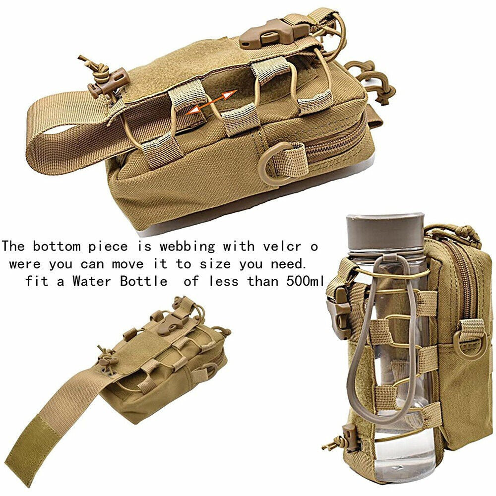 Tactical Outdoor Hiking Camping Waist Pack Small Hanging Bag with Water Bottle Holder
