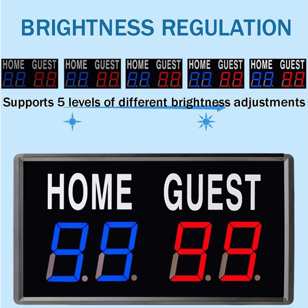 Electronic Scoreboard Aluminum Alloy LED Display Sports Score Keeper with Remote Control