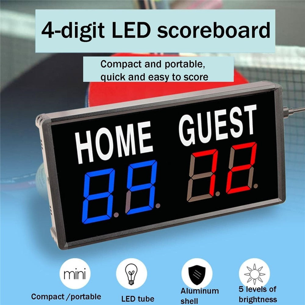 Electronic Scoreboard Aluminum Alloy LED Display Sports Score Keeper with Remote Control