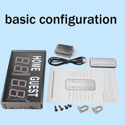 Electronic Scoreboard Aluminum Alloy LED Display Sports Score Keeper with Remote Control