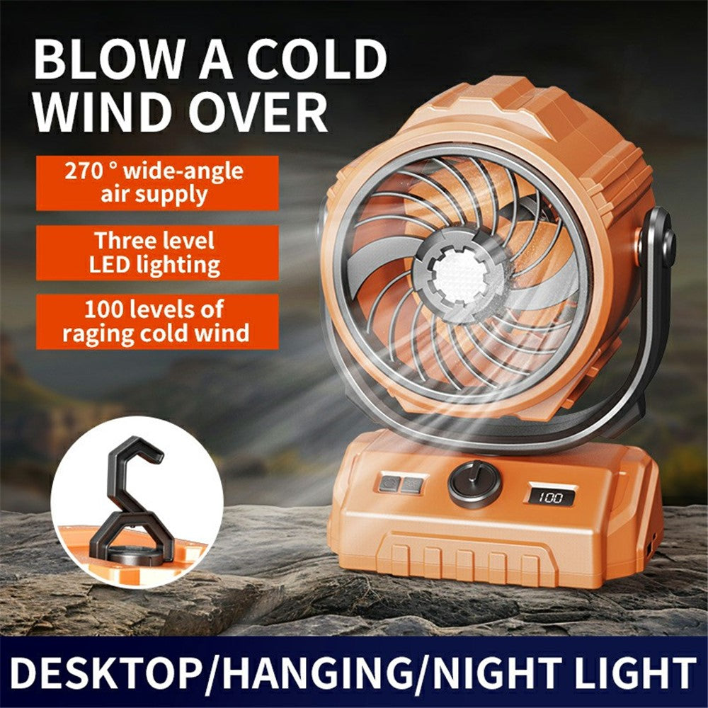 Outdoor Camping Fan 100 Speed 3 in 1 Hanging Fan with LED Light / Power Bank Function (CE Certificated)