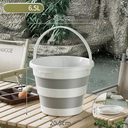 Foldable Water Bucket 6.5L Multi-Function Portable Collapsible Container for Home / Outdoor Use