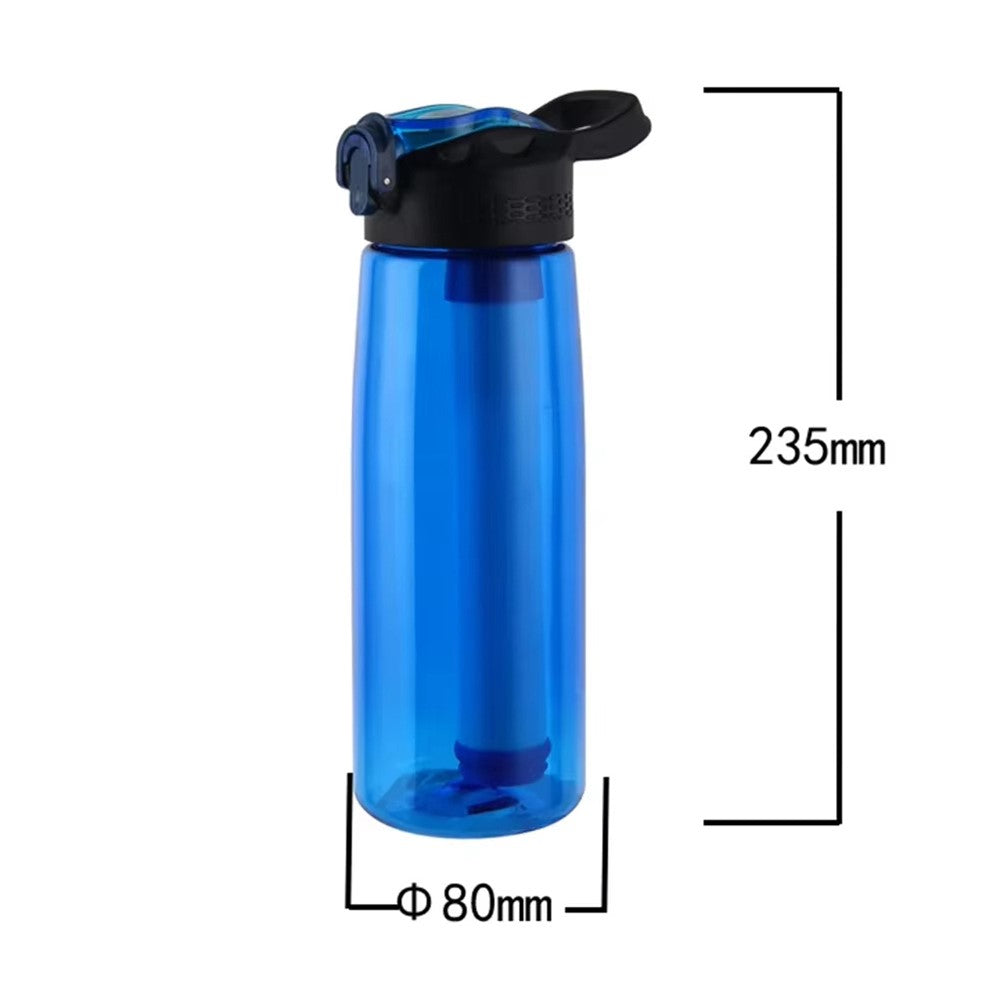 650ml Water Bottle with Filter Straw Outdoor Camping Filtered Water Cup Portable Water Purifier (BPA Free, FDA Certified)