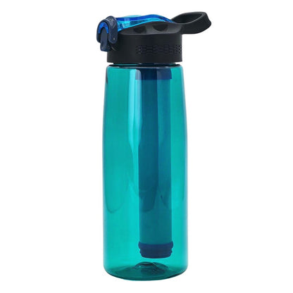 650ml Water Bottle with Filter Straw Outdoor Camping Filtered Water Cup Portable Water Purifier (BPA Free, FDA Certified)