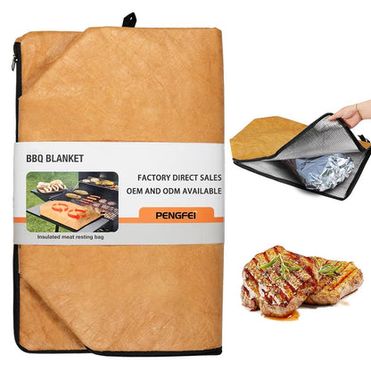 Grill Mat BBQ Insulated Bag Meat Heat Resistant Storage Pouch Barbecue Aluminum Foil Insulation Pack (BPA Free, No FDA)