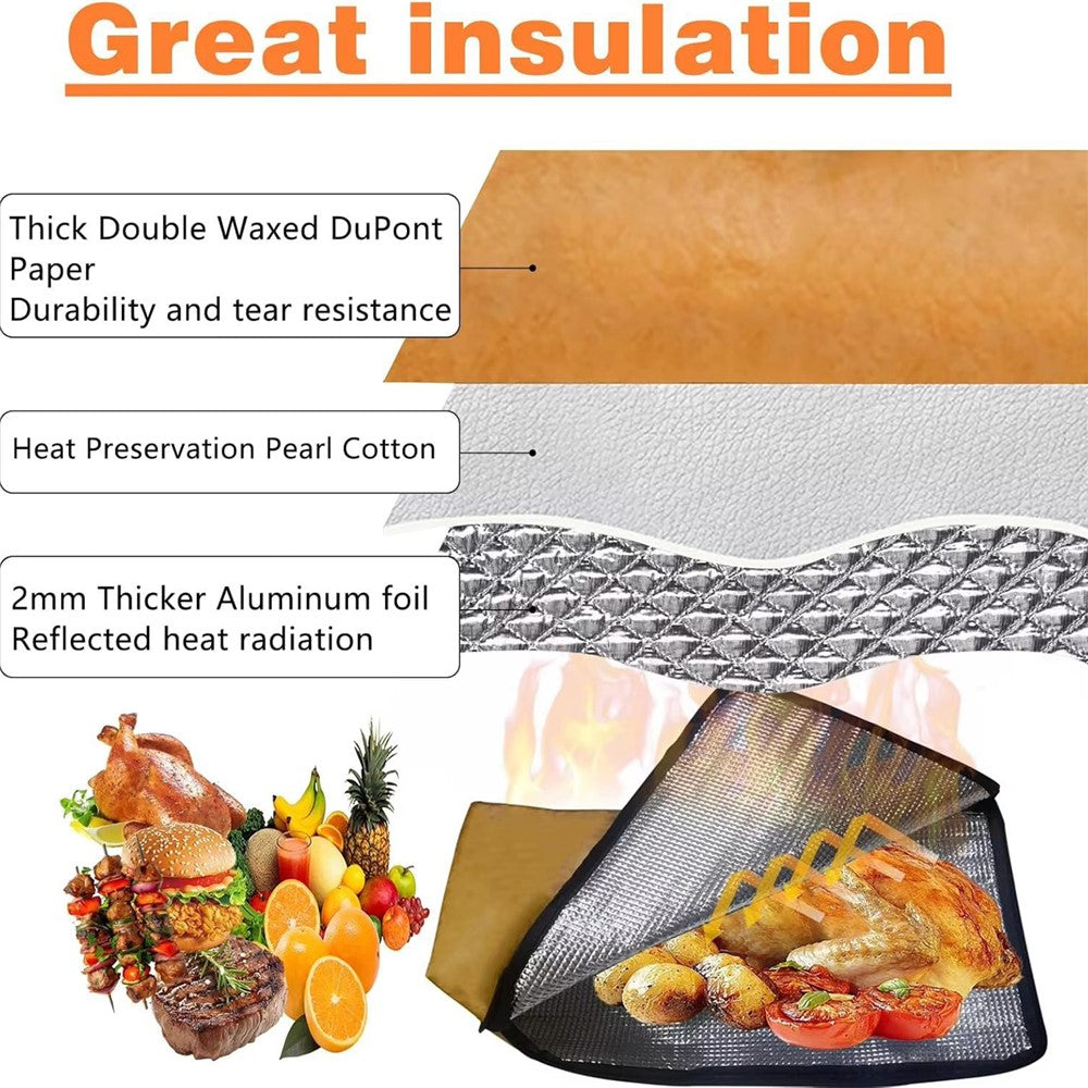 Grill Mat BBQ Insulated Bag Meat Heat Resistant Storage Pouch Barbecue Aluminum Foil Insulation Pack (BPA Free, No FDA)