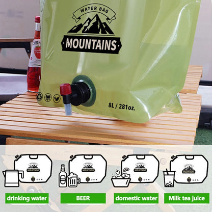 Portable Water Container 8L Large Capacity Collapsible Water Carrier for Camping Hiking (BPA Free, No FDA)