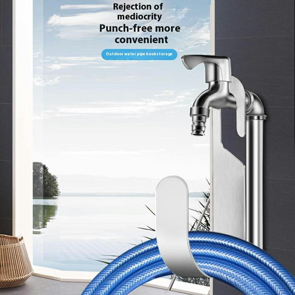 Garden Hose Holder 304 Stainless Steel Wall Mount Water Hose Hanger for Outdoor Yard Car Wash Faucet Storage Rack