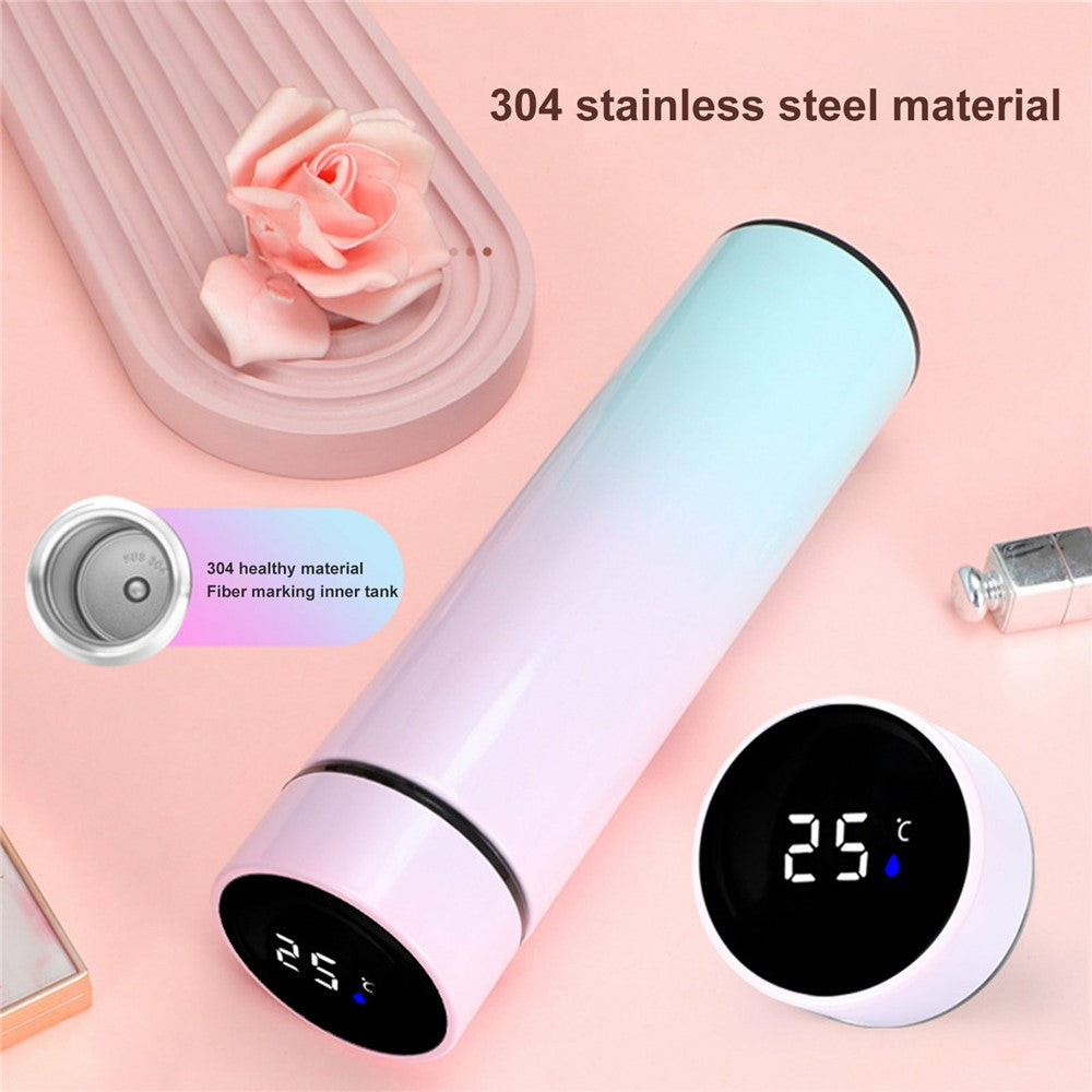 500ML Gradient Color Insulated Bottle with Smart Temperature Display 304 Stainless Steel Double Wall Vacuum Cup