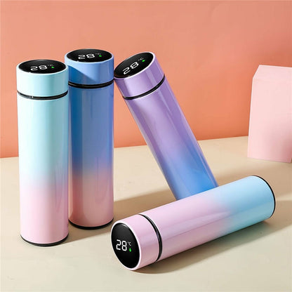500ML Gradient Color Insulated Bottle with Smart Temperature Display 304 Stainless Steel Double Wall Vacuum Cup