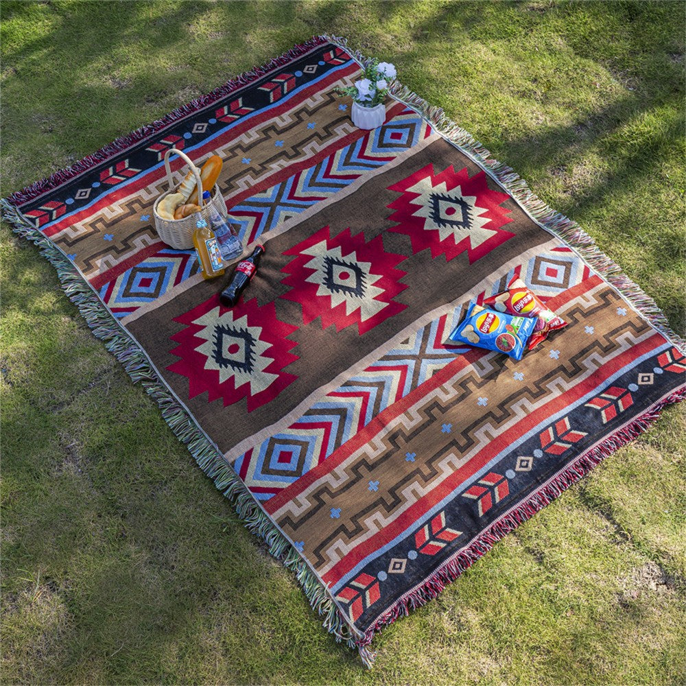 130x180cm Picnic Blanket Thick Bohemian Ground Cover Outdoor Camping Tent Mat Nap Rug