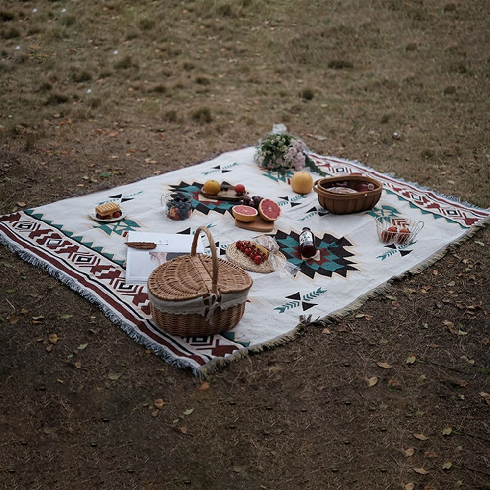 90x90cm Picnic Blanket Thick Moisture-Proof Bohemian Ground Mat for Outdoor Camping Beach
