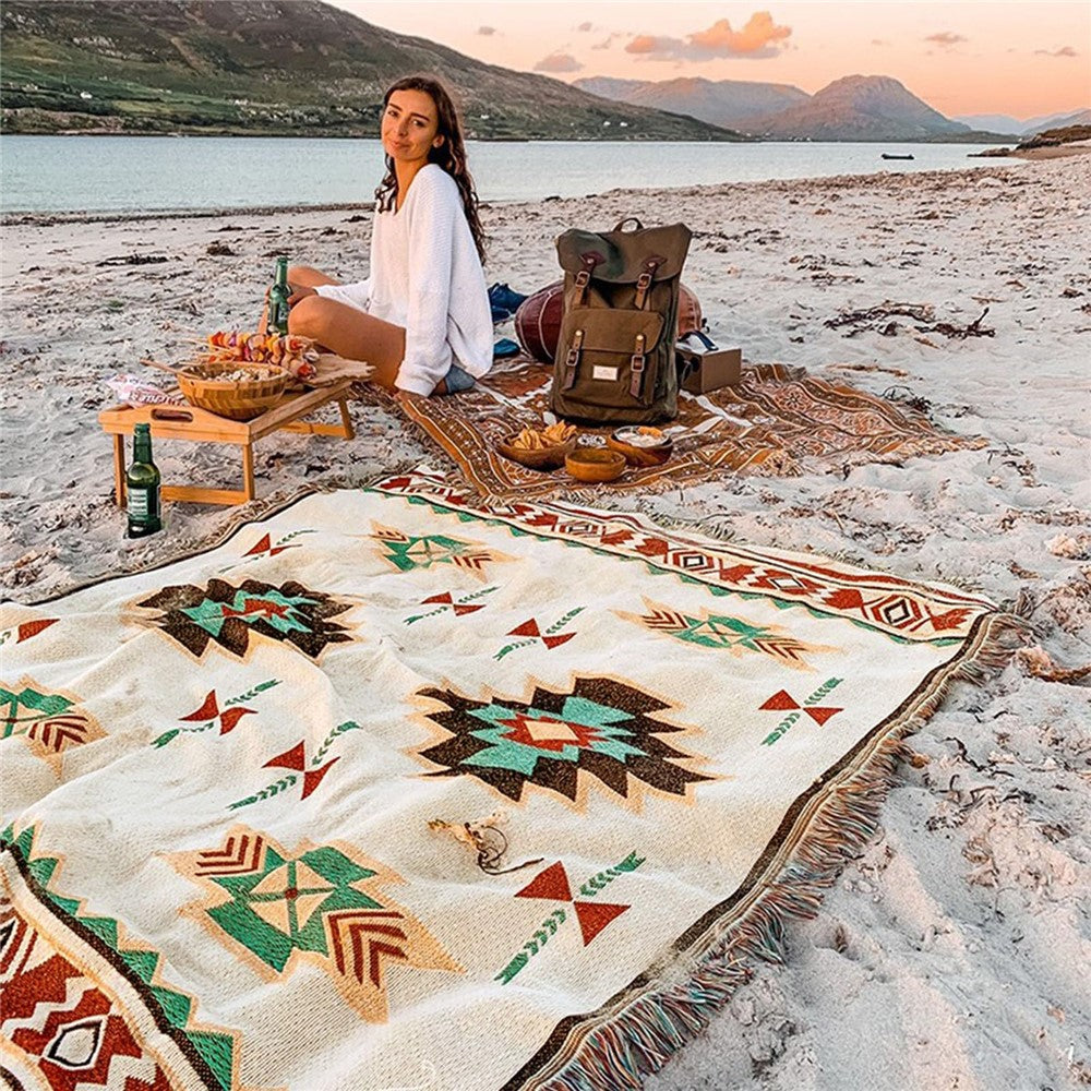 90x150cm Picnic Blanket Thick Moisture-Proof Bohemian Ground Mat for Outdoor Camping Beach