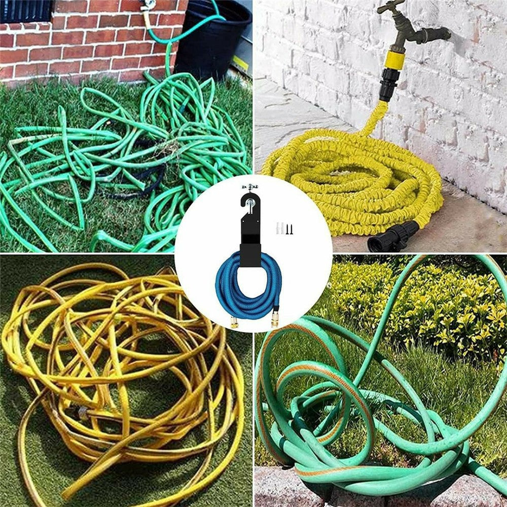 Metal Garden Hose Holder for Car Wash L-Shaped Hook Wall Mount Hanger Expandable Pipe Accessory